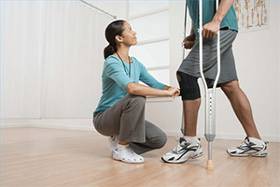 Patient getting back on his feet after knee replacment