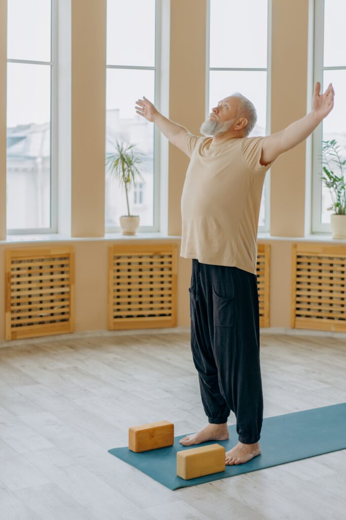 Oldman doing exercises