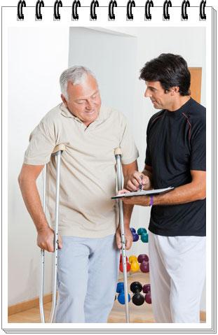 A person with multiple sclerosis doing balance exercises at Horizon Physical Therapy in Flint, Michigan.